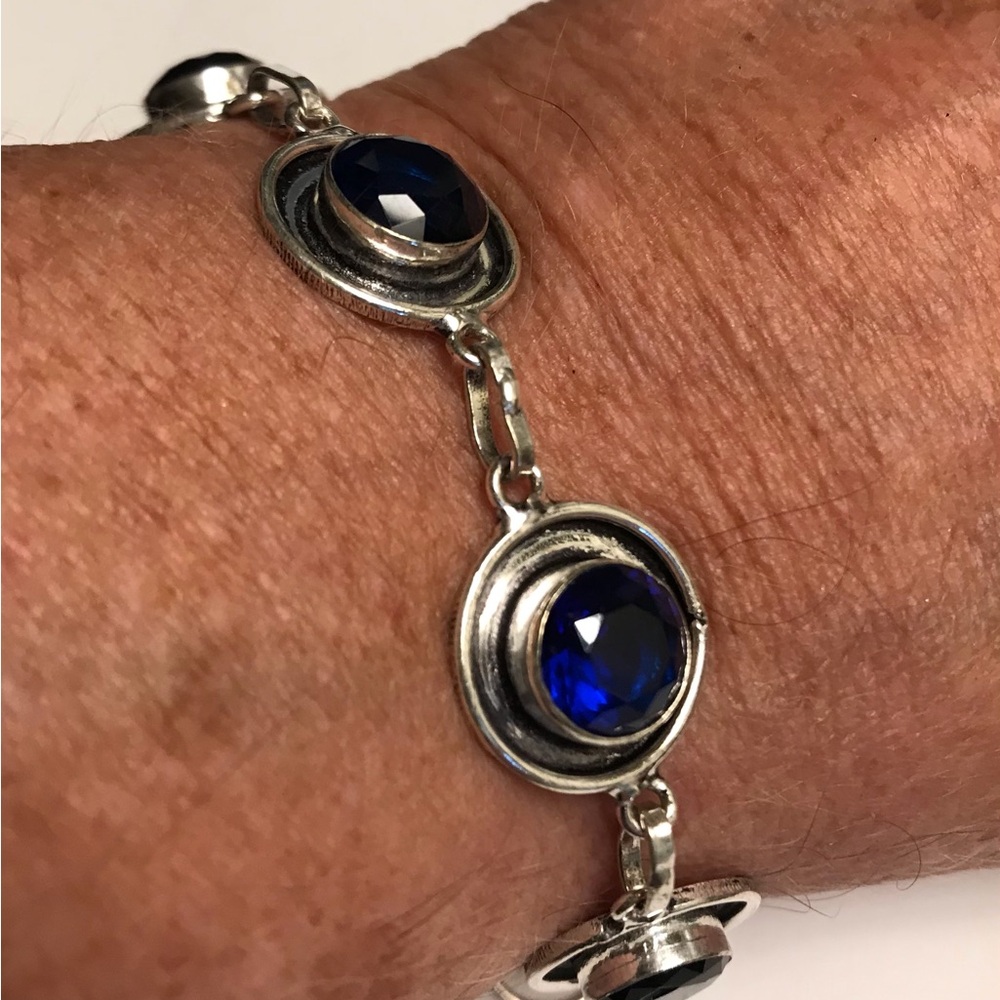 Tanzanite Stamped 925 Sterling Silver Bracelet